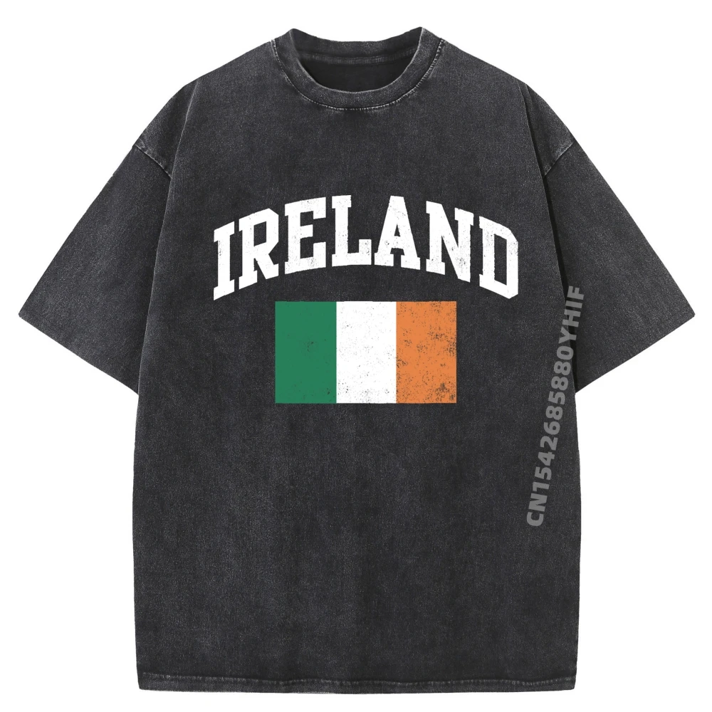 

Винтажные зеленые футболки с ирландским флагом Ирландии, мужские футболки в стиле ретро с принтом, мужские классические потертые футболки