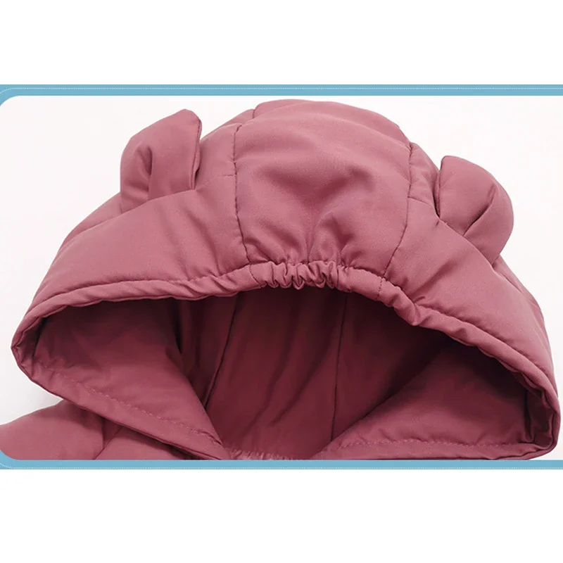 New Winter Keep Warm Girls Jacket Solid Color Thick Padded Hooded Coat For Kids Children Birthday Present For 2-6 Years