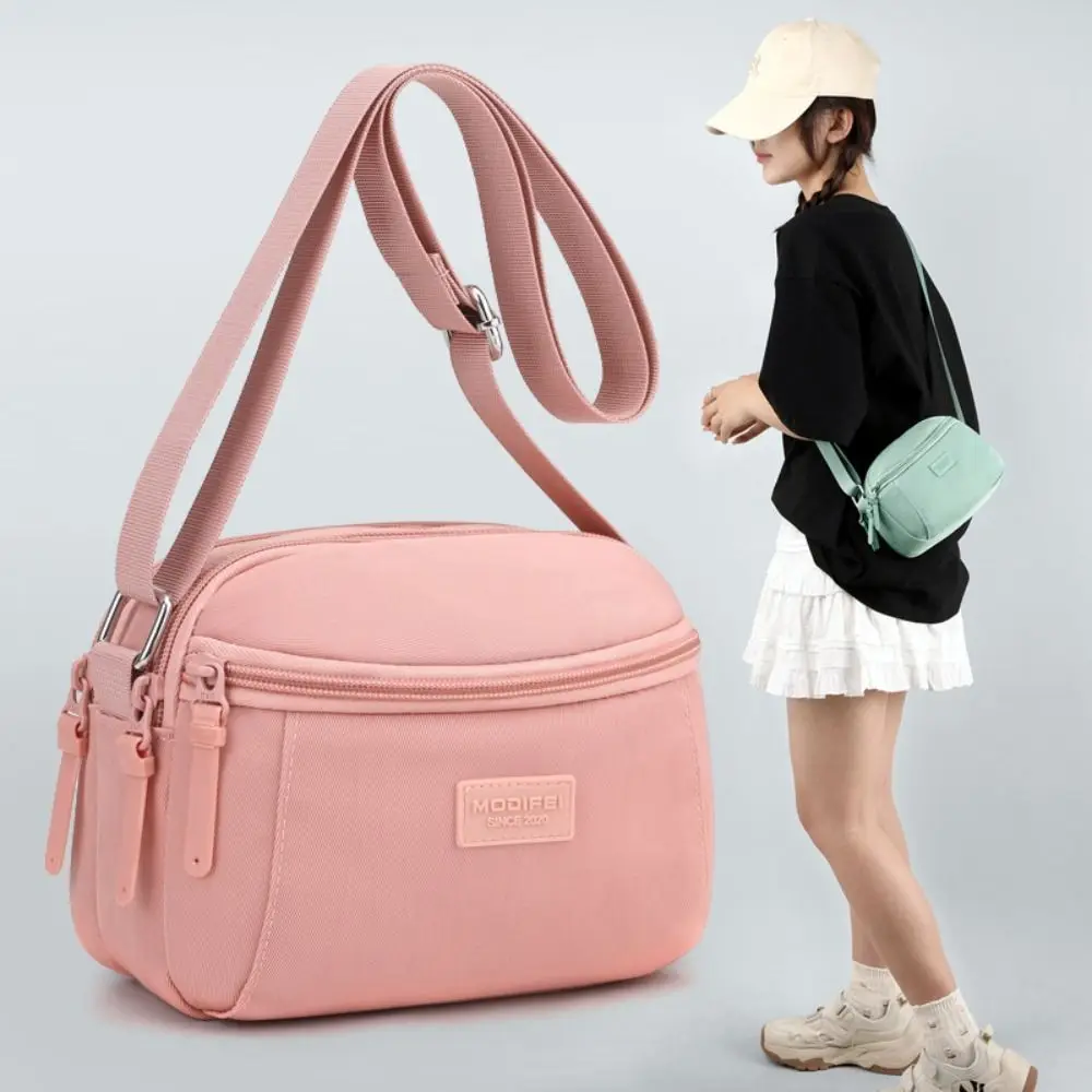 Bolso de hombro de nailon para mujer, bolsa de almacenamiento de gran capacidad, Color sólido, a la moda