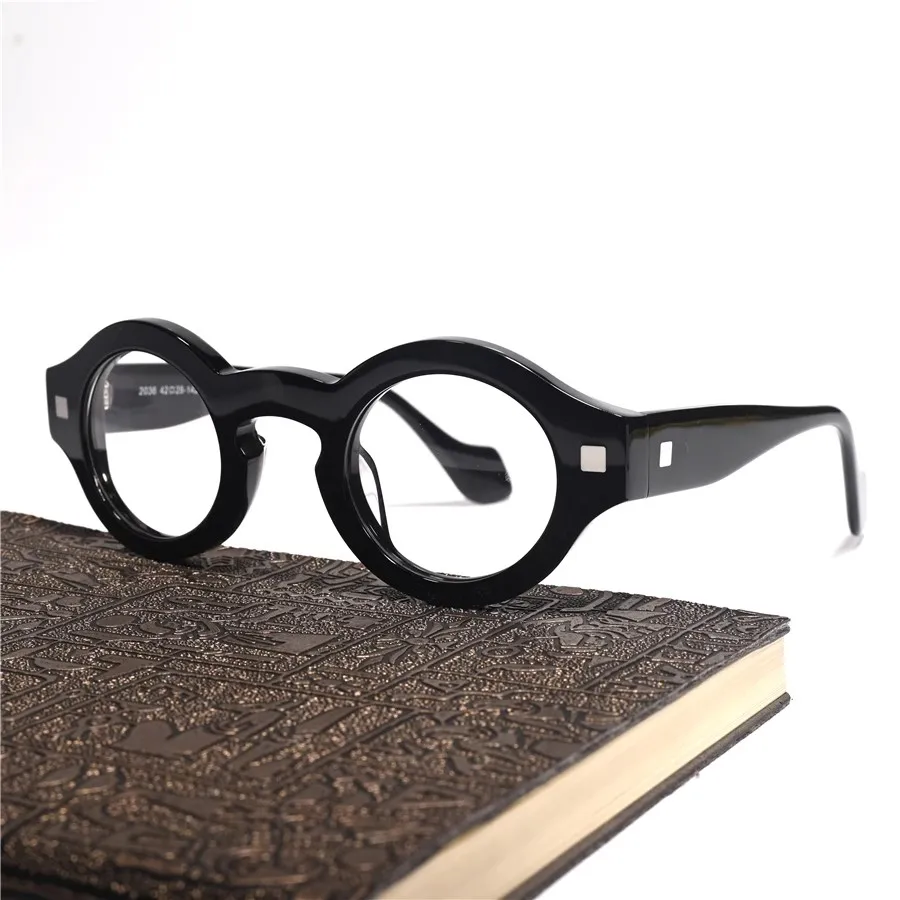Handmade Retro Round Acetate Glasses Frames Men Women Trendy Thick Frame Eyeglasses High-end Quality Vintage Eyewear Spectacles
