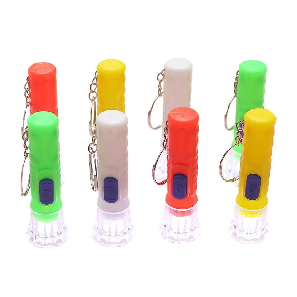 8Pcs Small LED Flashlight Keychain Bright Flashlight Keychain for Kids Portable Torch with Hook for Camping, Random Color