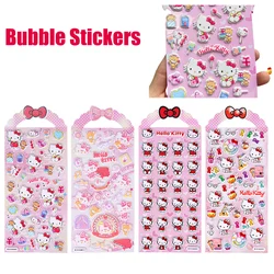 Sanrio 3D Three-dimensional Cute Stickers Hello Kitty Kuromi Melody Decorative Cups Book Creative Rewards Bubble Stickers