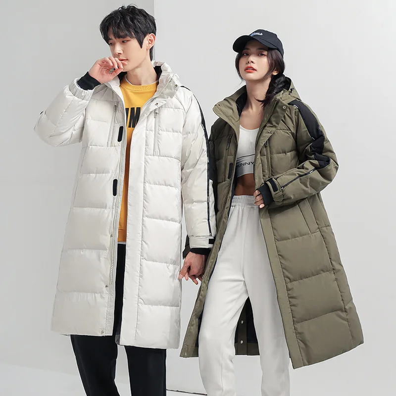 

90 fleece white duck down extended couple new winter hooded simple coat feather suit