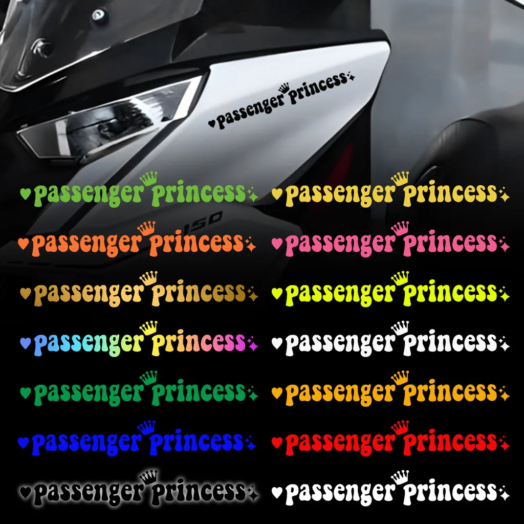 

Passenger Princess Reflective Motorcycle Stickers Car Moto Bike Scooter Body Head Windshield Tank Fender Accessories Decor Decal
