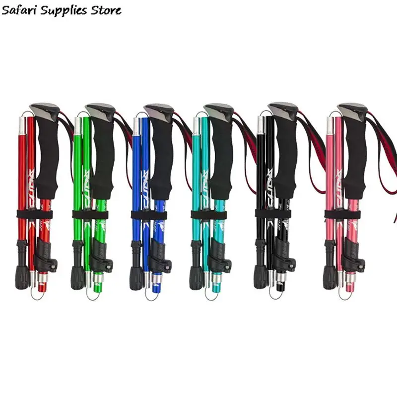 เสาสำหรับเดินป่าตั้งแคมป์พับได้5ส่วน Tongkat hiking เดินแบบพกพาสำหรับนอร์ดิกผู้สูงอายุกล้องโทรทรรศน์คลับใส่ลงในกระเป๋าได้ง่าย