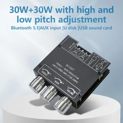 Zk-302t BL Digital Power Amplifier Board Module 2.0 Stereo Dual Channel 30w+30w With High And Low Tone