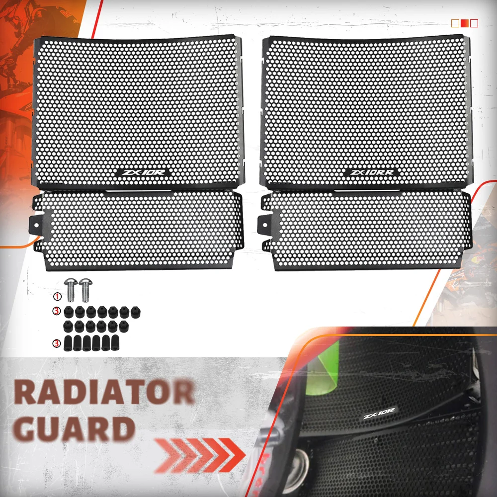 

For Kawasaki ZX-10R ZX-10RR ZX10RR ZX10R Radiator Guard Motocycle Grille Grill Oil Cooler Protector Cover 2021 2022 - 2025 2026