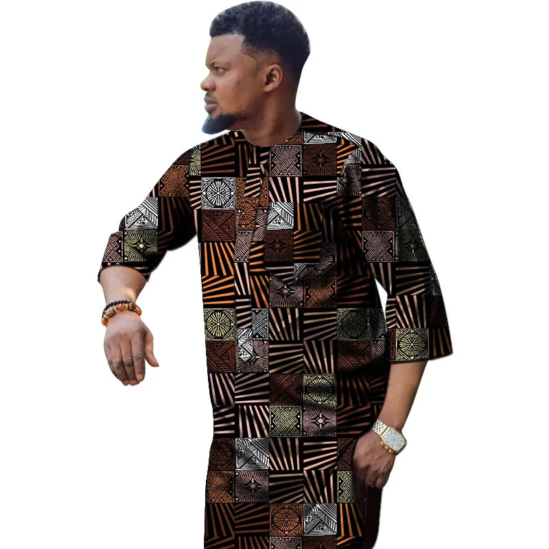 Nigerian Fashion Men's Shirt 3/4 Sleeve Ankara Tops Tailor Design Made Male  African Wedding Party Wear - AliExpress 200000532