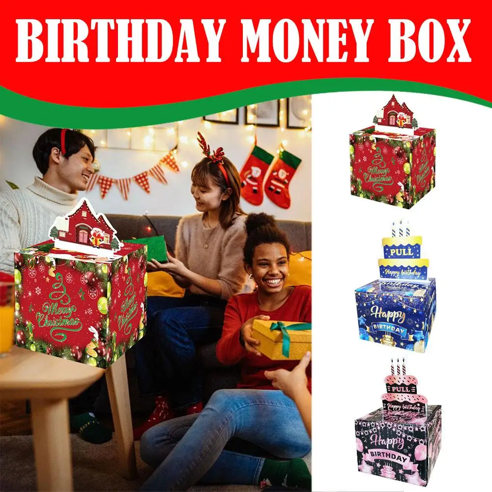 Christmas Money Box For Cash Gift Money Roll Pull Out Surprise Gift Box Valentine's Day New Year Party Christmas Decor Supplies