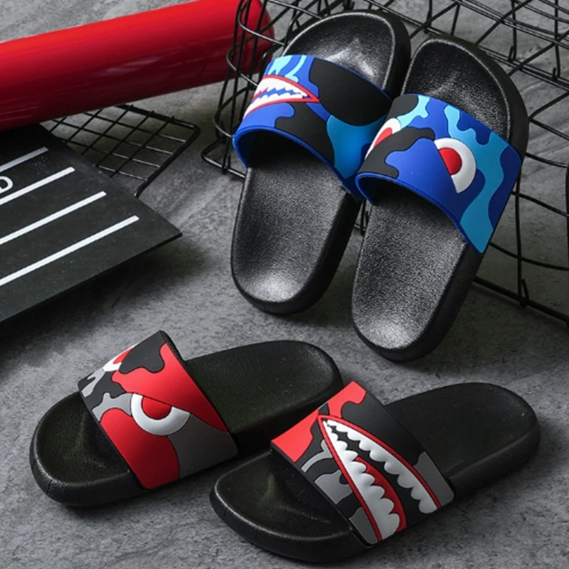 New Summer Baby Boys Slippers Sandals Children Girls Kids Sharks Print Soft Sole Toddler Beach Home Bathroom Bedroom Shoes
