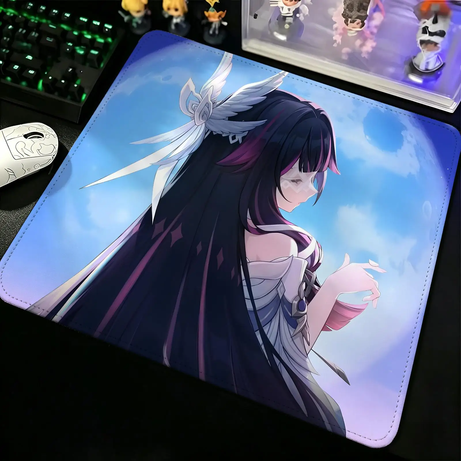 Compact Gaming Mat Reinforced Stitched Border, S/M Sizes Portable Laptop Desk Pad for Office & E-sports Genshin Impact Columbina