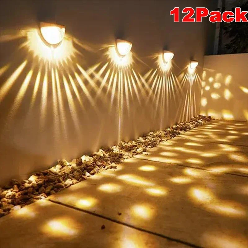 2/6/12Pcs Solar Lichter Im Freien Wasserdichte Wand Lampen Girlande Dekoration LED Zaun Licht für Haus Garten Schritt Terrasse Treppen