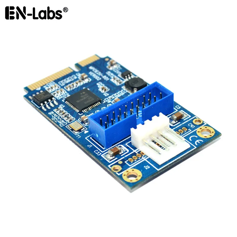 Mini PCIe to 20Pin USB 3.0 Motherboard Header Connector Adapter Card,Mini PCI-e to 2 Ports USB3 Expansion SATA,Molex 4Pin Power