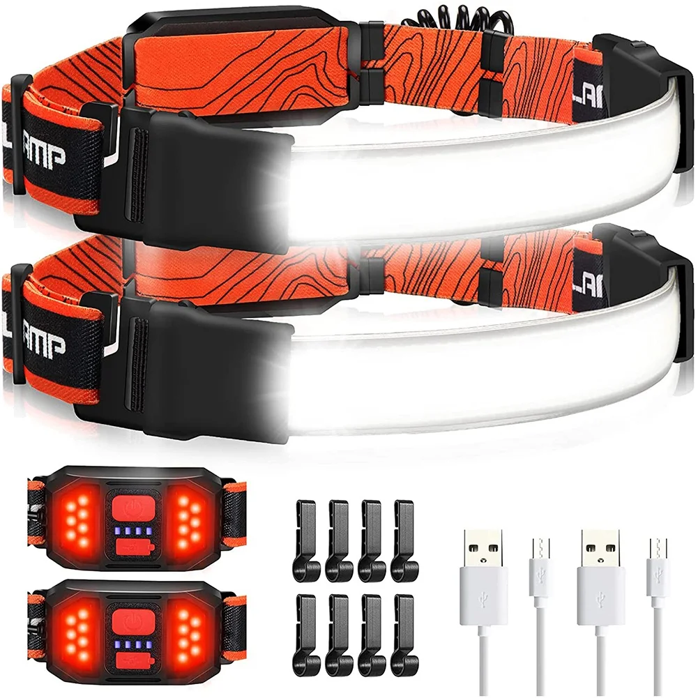 

Фонарь головного света, 230 °, 2 шт., с USB-зарядкой