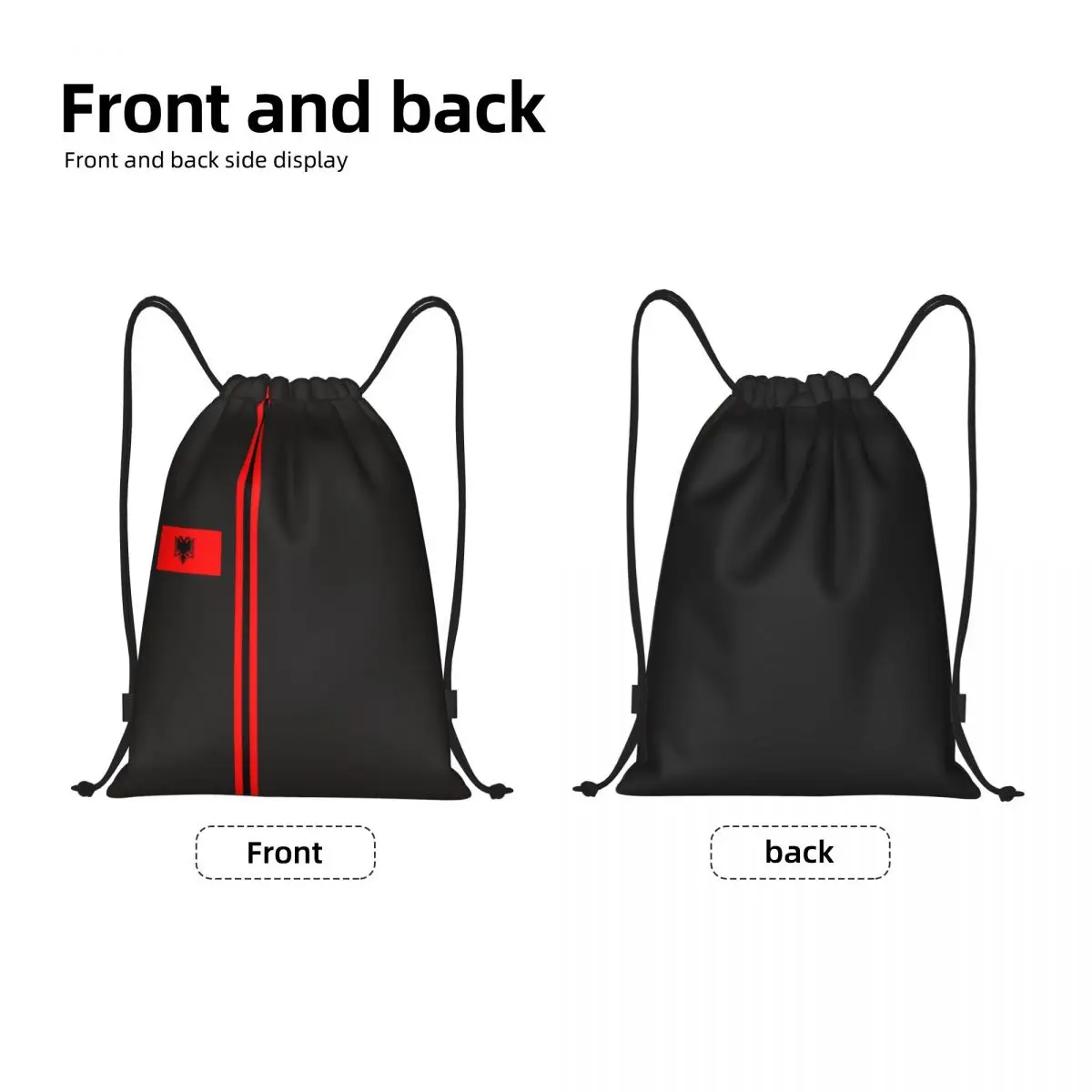 Albania Flag Stripe Drawstring Backpack Women Men Sport Gym Sackpack Foldable Albanian Patriotic Training Bag Sack