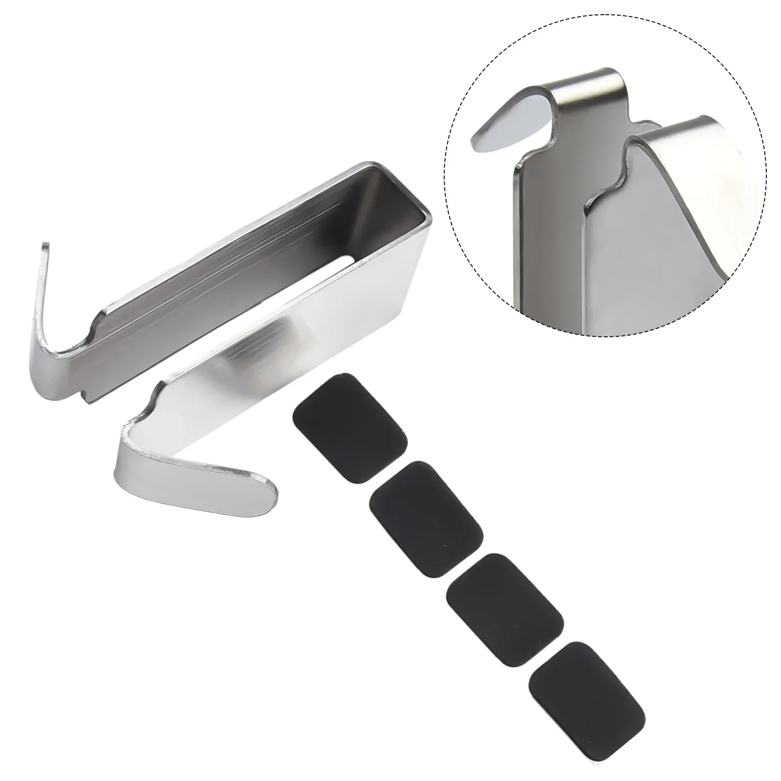 

1x Bathroom Shower DoorDouble-sided Hook Stainless Steel Over Glass Door Shower Towel Rack Convenient Hole Free Hook