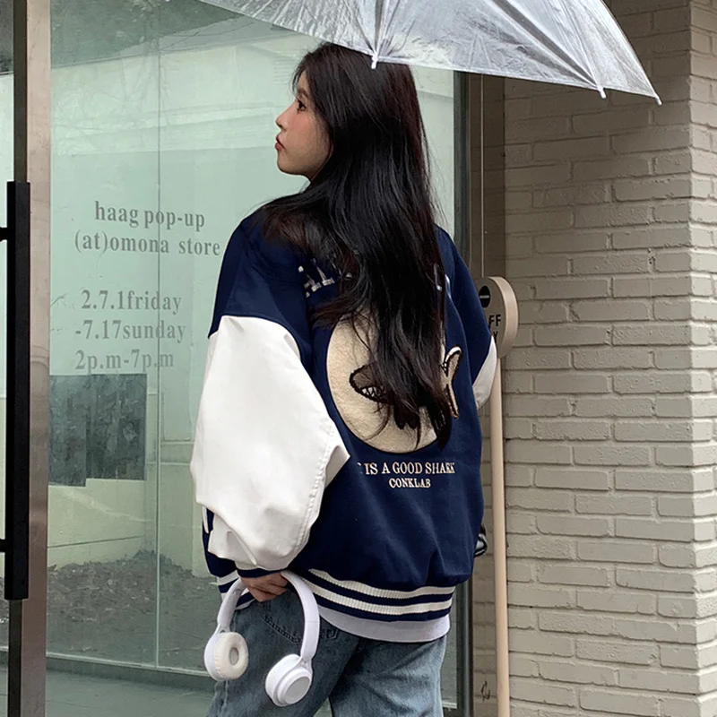 

Бейсбольная куртка с буквой M, женская, весна-осень, с капюшоном, на кнопках, с текстурированными вставками из ткани и овечьей шерсти, в стиле ретро, для активного отдыха