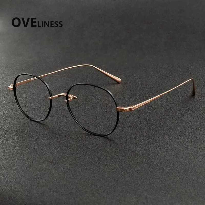 

Оправы для очков из чистого титана в винтажном стиле, модные круглые очки для мужчин и женщин, роскошные оправы для очков, очки.
