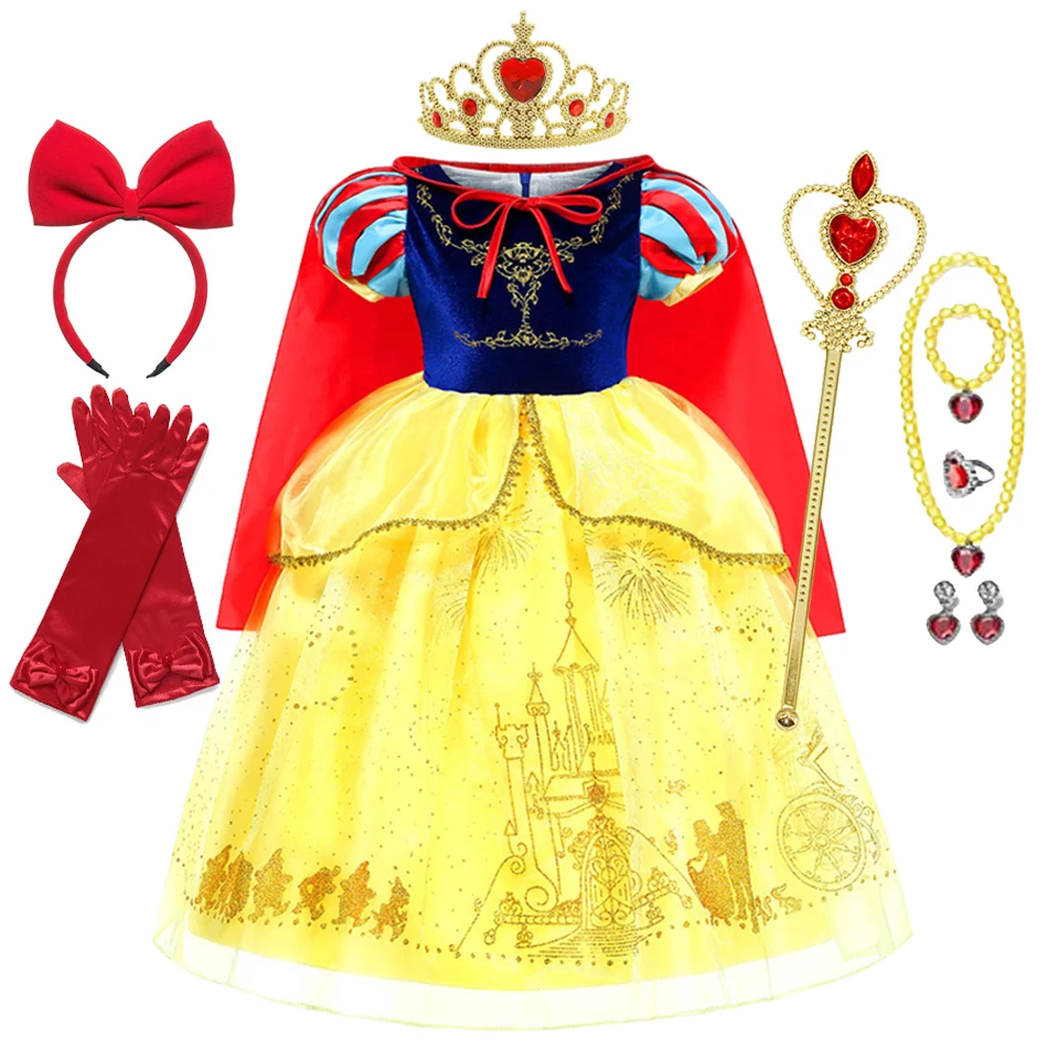 Snow White Costume For Girls Halloween Cosplay Disguise Princess Clothes Snow White Vestidos Party Dress