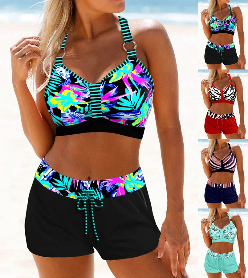 Women's Sexy Casual Resort Style Swimsuit Strap Adjustable Fashion Women's Printed Bikini Swimsuit Set S-6XL