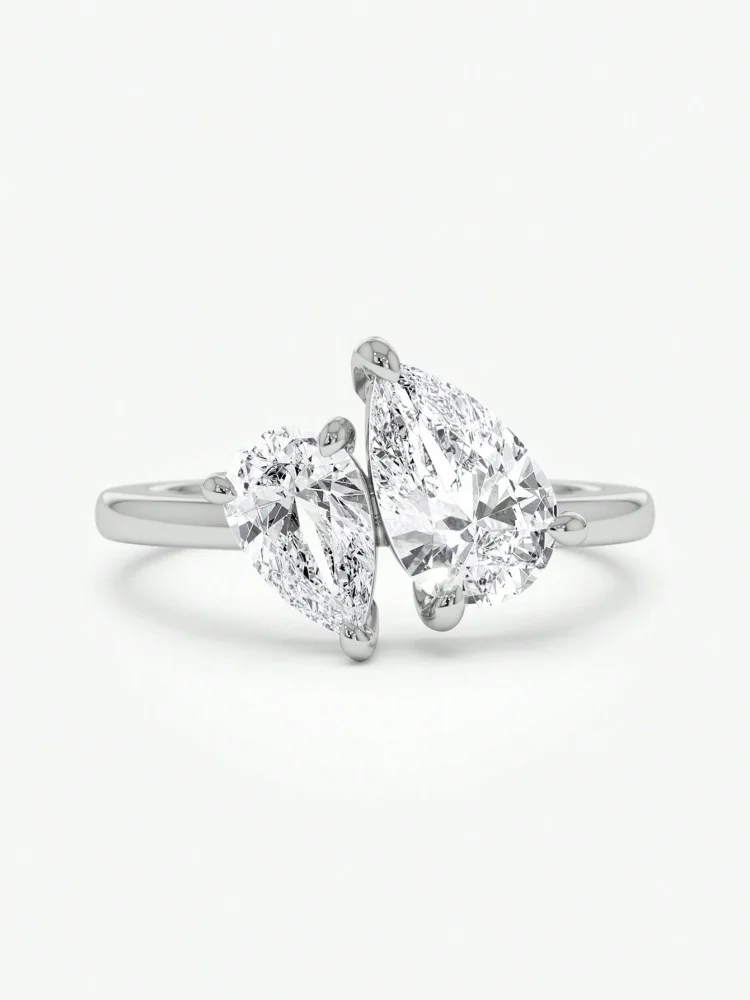 Luxuriöse 2CT Moissanit-Diamant-Verlobungsringe mit funkelndem Wassertropfen-Design für Damen, Geschenk, Hochzeit, modisch, hochwertiger neuer Schmuck – Detail 5