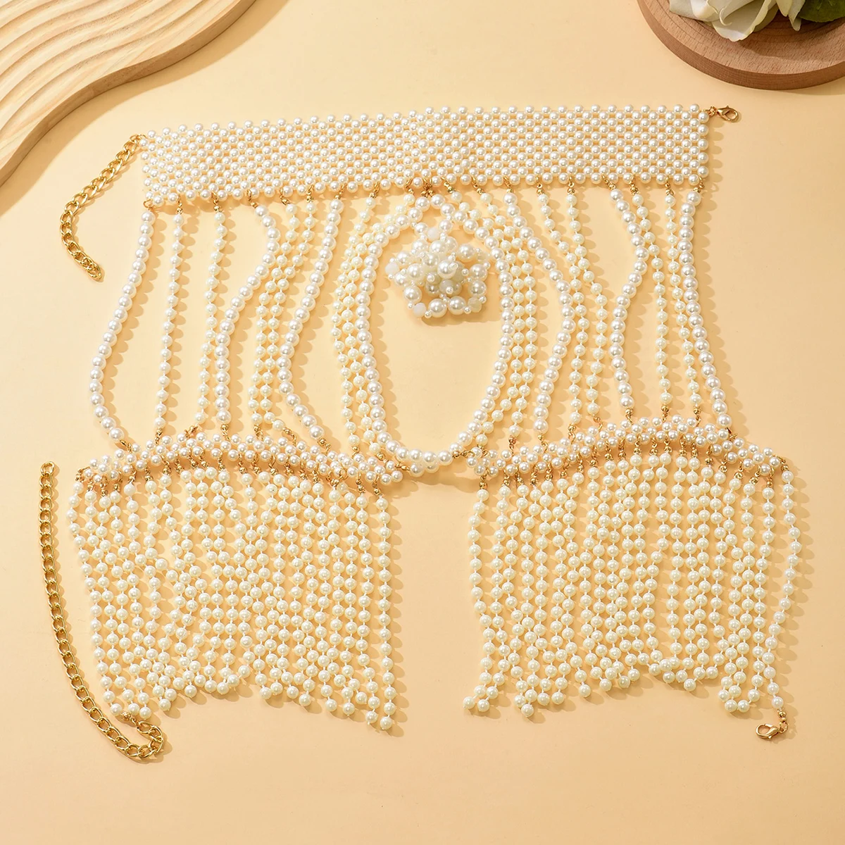 Picture 7: Handmade Beaded Multi-Layered Bridal Shawl with Tassel And 3D Flower Design Wedding Party Ladies Shoulder Chain Accessory