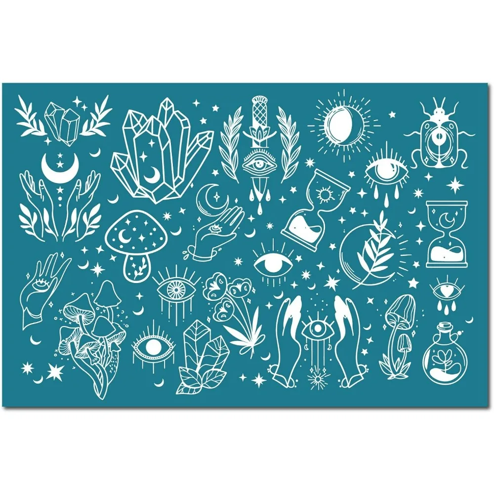 Silk Screen Stencils for Polymer Clay Reusable Silkscreen Print Kit Self-Adhesive Printing DIY Art for Earring making kit