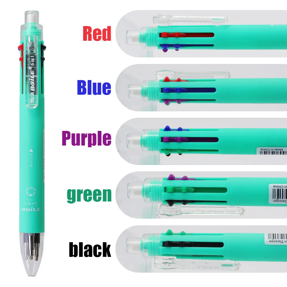 3 Teile/satz 6 In 1 Kugelschreiber Set 5 Farbe 0,7mm Stift Minen Und 0,5mm Automatische Bleistift für Schule Schreiben Büro Liefert – Detail 8