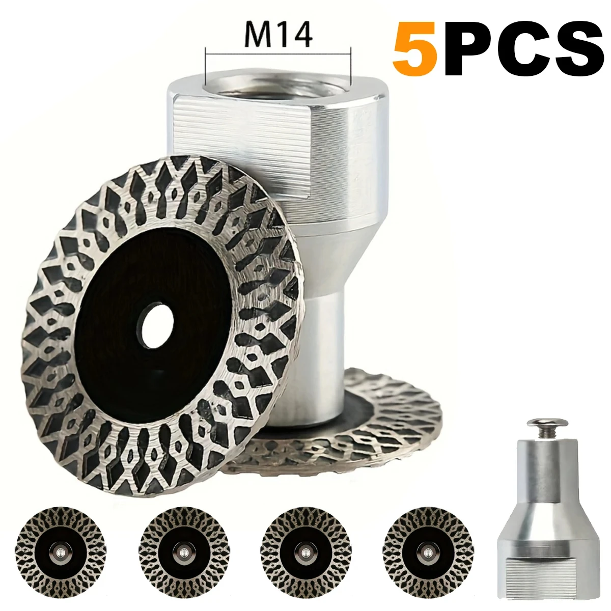 

5PCs/Set 40mm Heavy Duty Diamond Saw Blades M14 Removable Flange, Wear Resistant Disc for Stone Ceramic Sturdy Cutting Tools