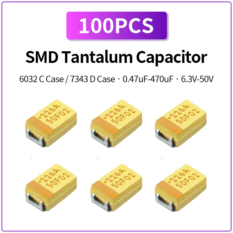 100個-smd-タンタルコンデンサ-cケース-6032-dケース-7343-047uf-470uf-63v-50v-極性チップコンデンサ