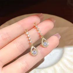 Zuid-korea Nieuwe Franse Luxe Zirkoon Water Drop Oorbellen Vrouwelijke Koele Stijl Retro Stijl Fashion Oorbellen 2022 Nieuwe Ins oorbellen