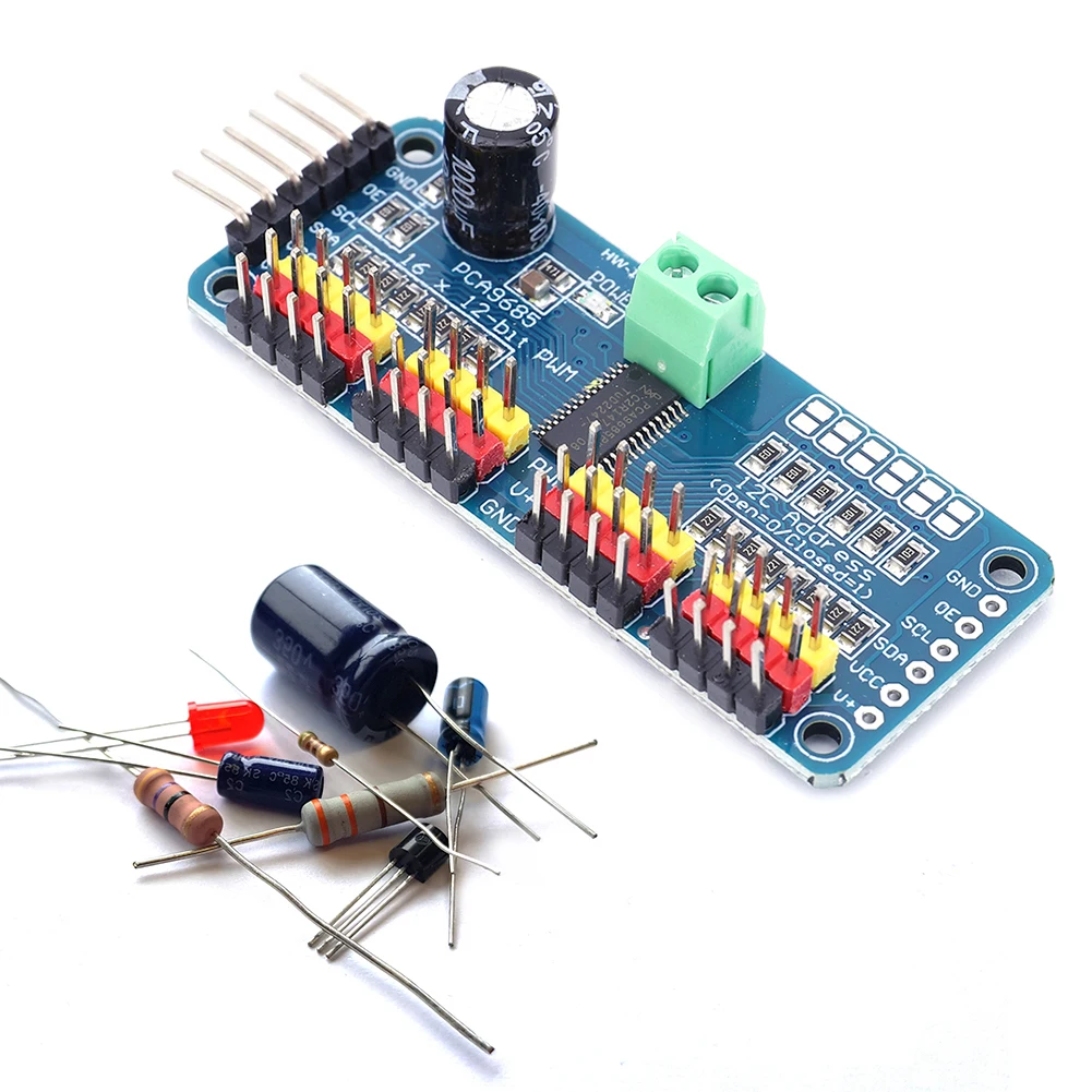 For Arduino Robot/ Raspberry Pi PCA9685 PWM Servo Driver Board IIC Interface 16 Channel 12-Bit PWM Servo Motor Driver Board