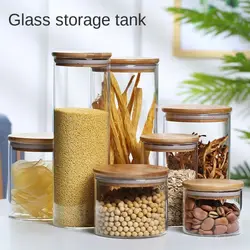 with Bamboo Lid Spice Jars Tea Coffee Candy Transparent Sealed Can Miscellaneous Grain High Borosilicate Split Bottle Home