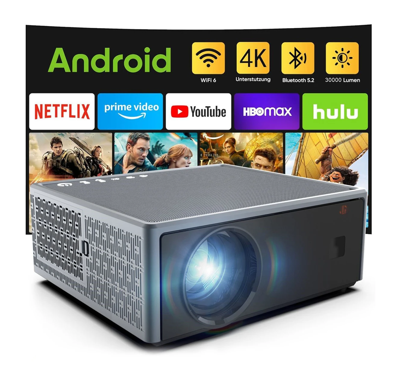 Factory Custom Logo OEM E700H LCD Mini Proyector 1080p Full HD 4k Support 1200ANSI Lumens Android 9 Home Theater Video Projector