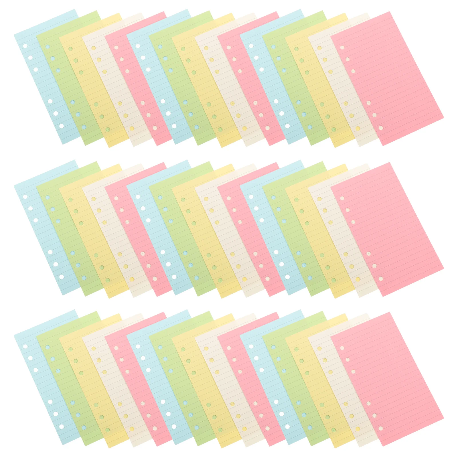 A6 6-Hole Colorful Ruled Loose Leaf Paper For Notebook Planner Refills Inserts Smooth Writing Sheets Note Book Filler