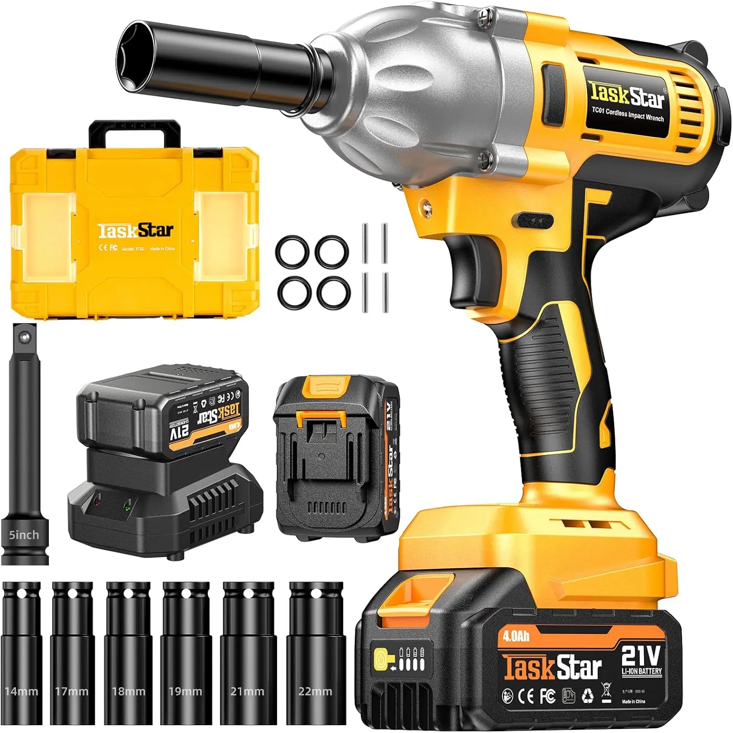 

Cordless Impact Wrench 740 Ft-lbs(1000N.m) 3300RPM High Torque 1/2 Inch Impact Gun, Electric Impact Driver, Brushless Motor, 2x4