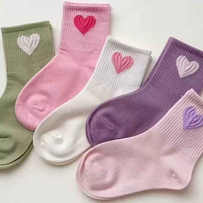 5 paia di calzini per bambini primavera autunno tinta unita principessa cuore arcobaleno color caramella calzini unisex per ragazze per bambini grandi