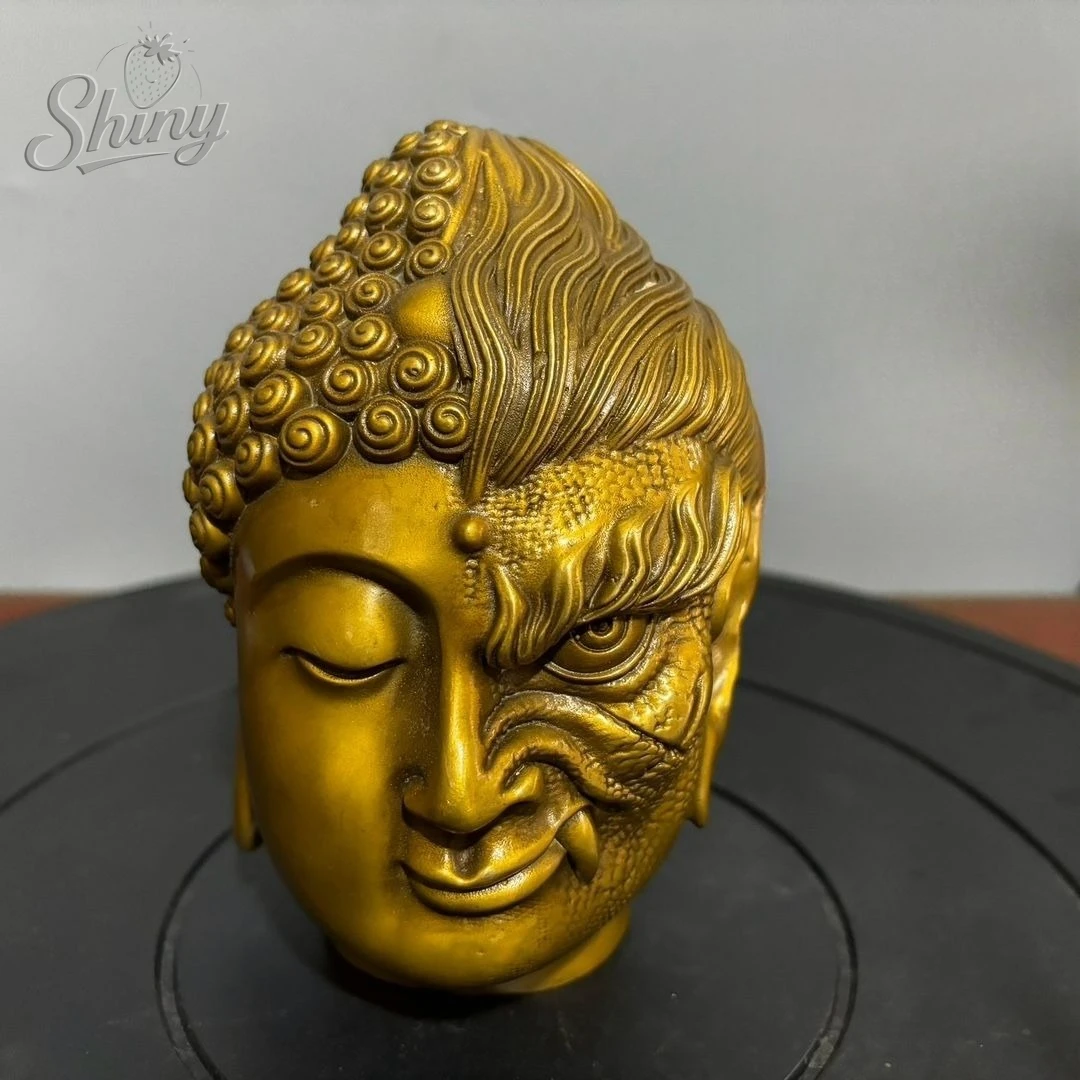 

Brass Buddha Devil Satan Ornament Antique Buddha Head Statue Home Desktop Decorative Craft Gift