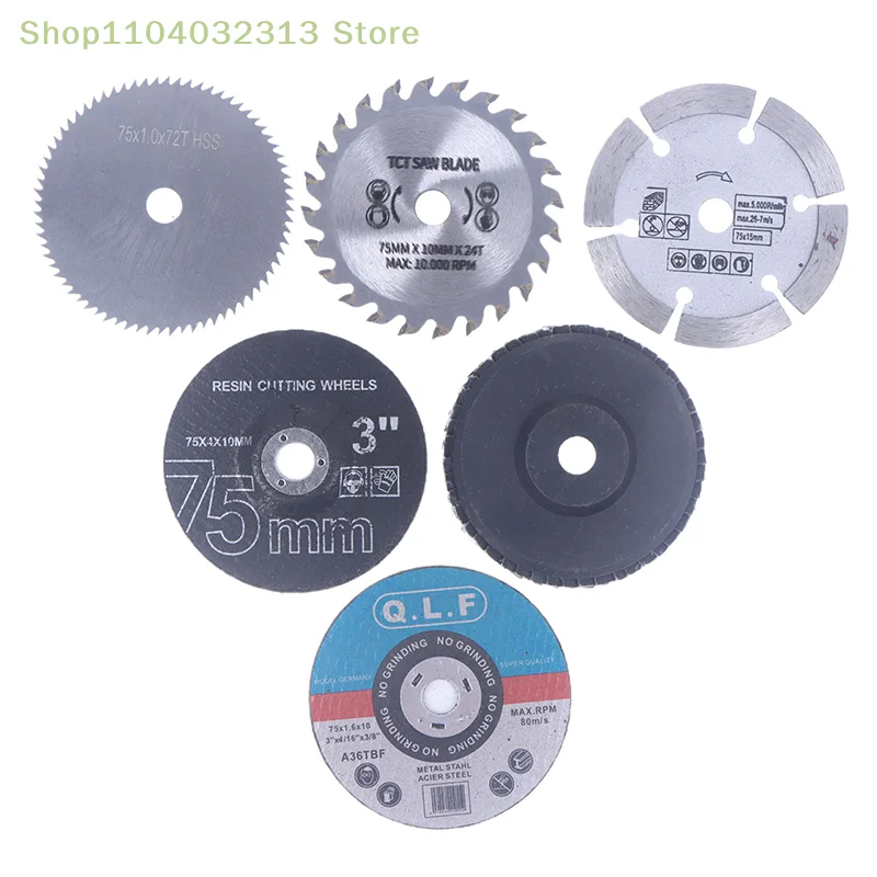 7Pcs 75mm Diameter Cutting Disc for Angle Grinder 10mm Bore Hole Circular Saw Blade Sanding Tool for Tile Wood Metal