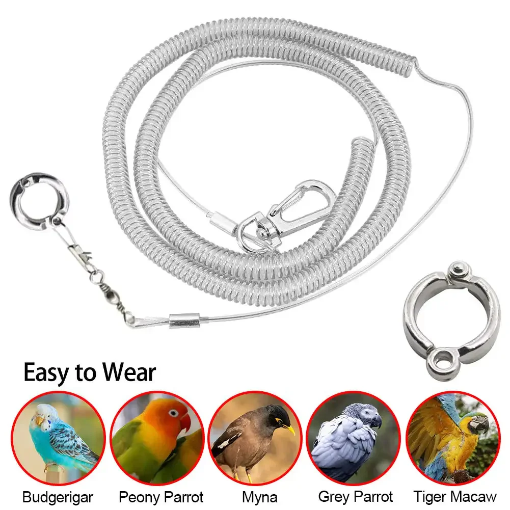 3m Flexible Bird Leash with Leg Ring Ultra-light Parrot Bird Harness Anti-bite Outdoor Flying Safety Training Rope for Macaw