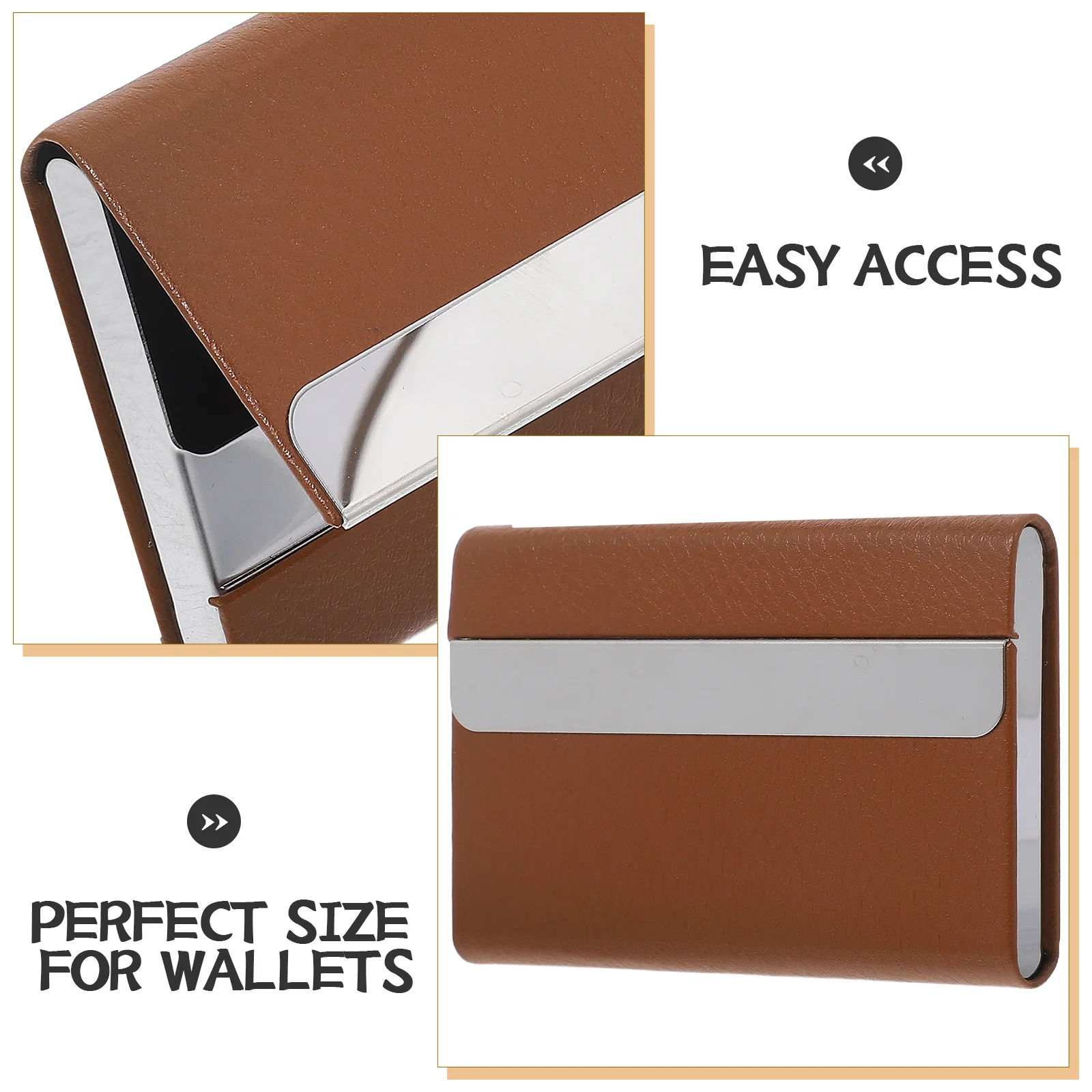 Custodia da lavoro in acciaio inossidabile Custodia sottile in PU per uomo Donna Organizzatore portatile per carte di credito Chiusura magnetica Nome tascabile
