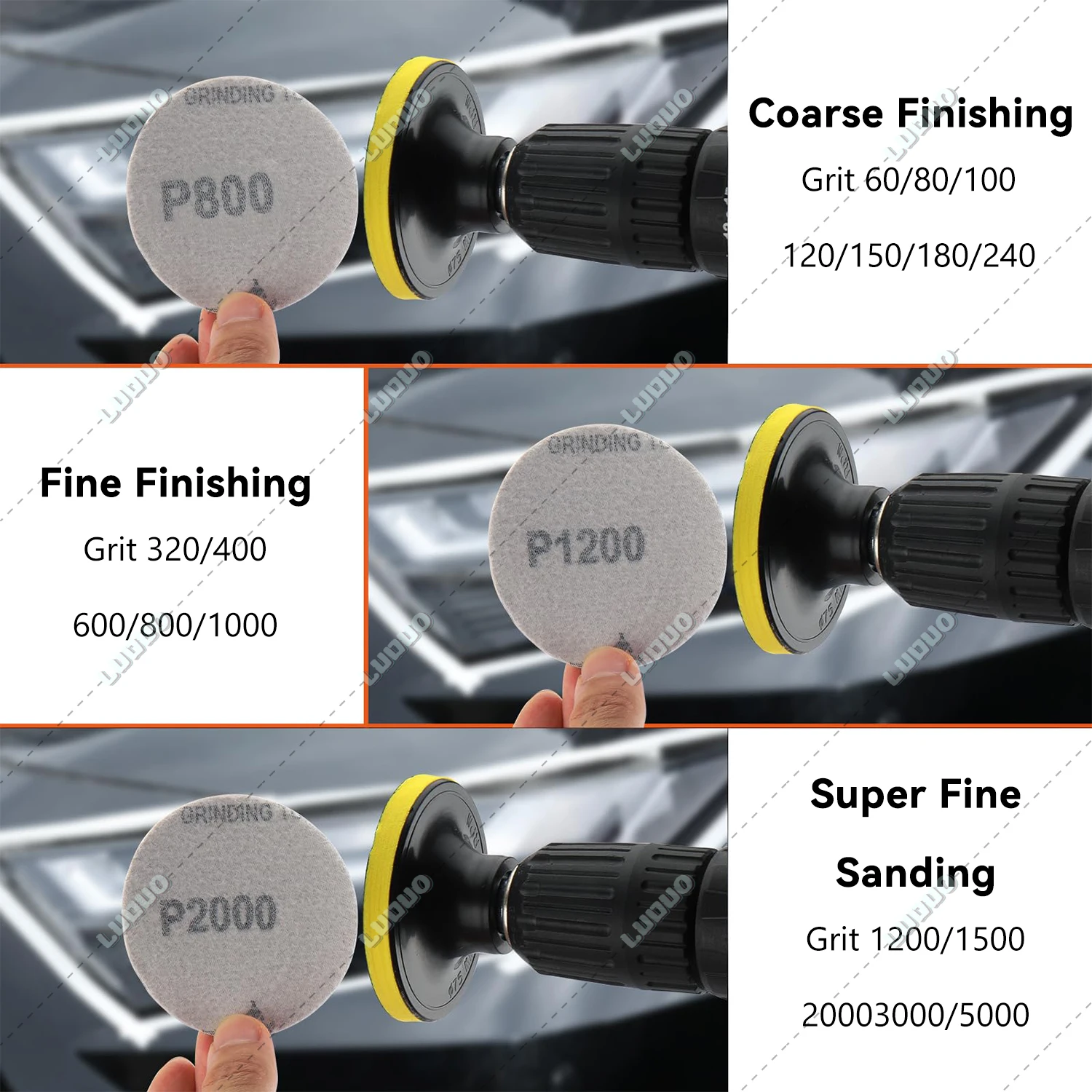 3 4 5 6 inch Polishing Disc Pad for Car Headlight Restoration Sanding Polishing Waxing Sealing Glaze Washing Sponge Sandpaper view 4