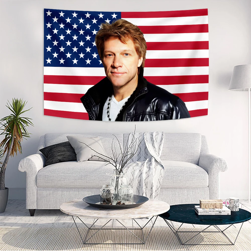 جون بون جوفي نسيج حائط روك باند 80s خمر روك الهبي الجدار الشنق الجمالية ديكورات للحائط أعلام كوتور راية