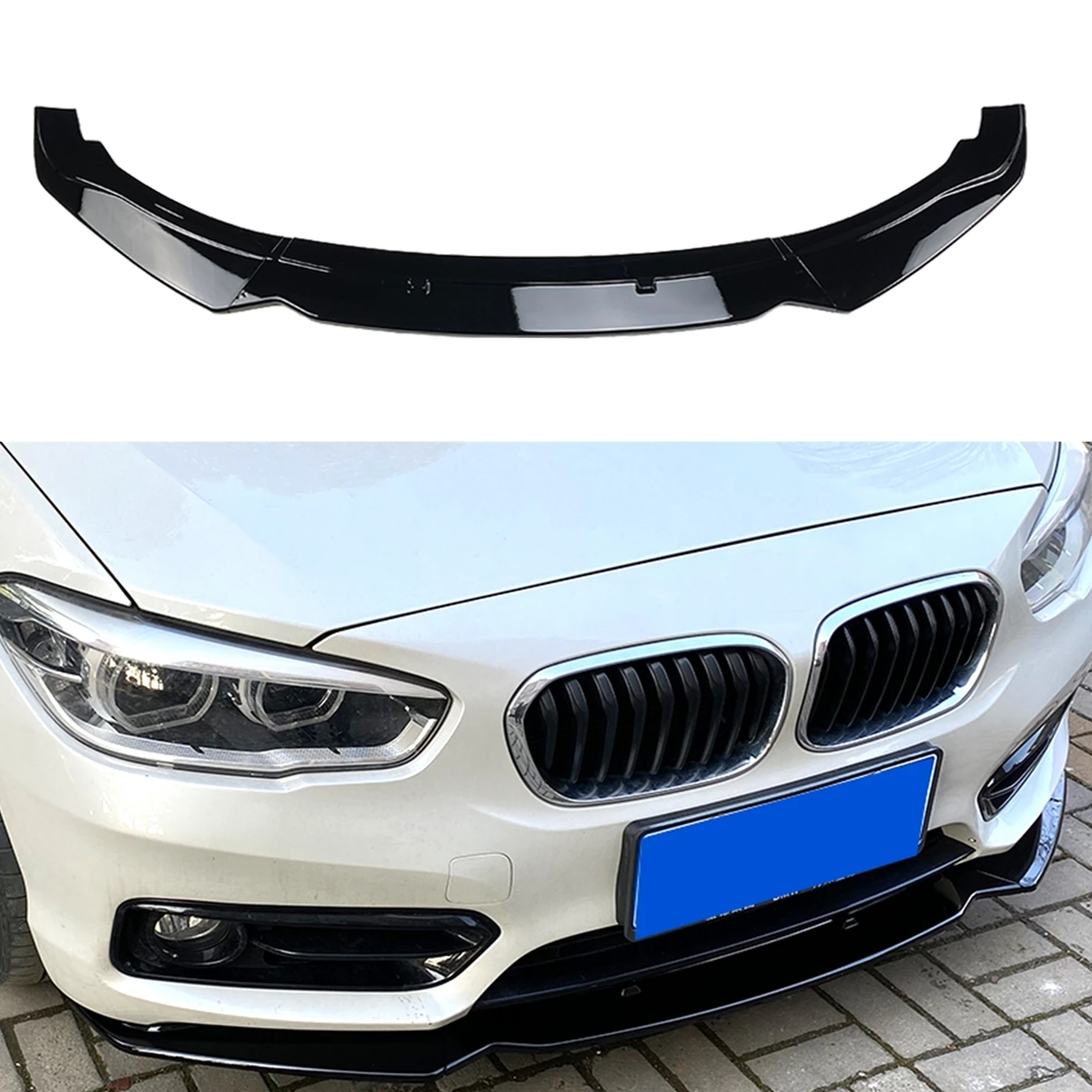 

For BMW 1 Series F20 F21 116i 118i 120i 2015-2019 Regular Model Gloss Black/Carbon Fiber Look Front Bumper Spoiler Lip Splitter