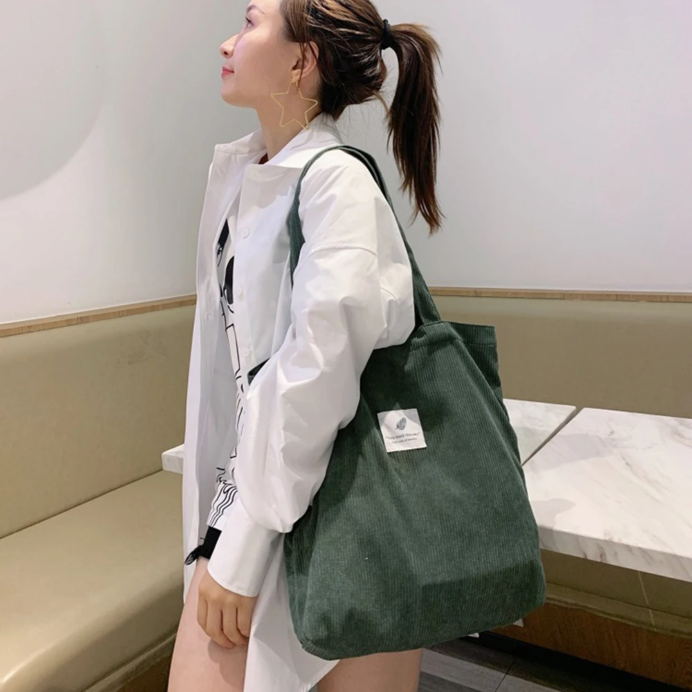 

Сумки через плечо, экологичные женские сумки-шопперы, сумки для хранения, большая вельветовая сумка для повседневного использования, подарок для девочек, для покупок