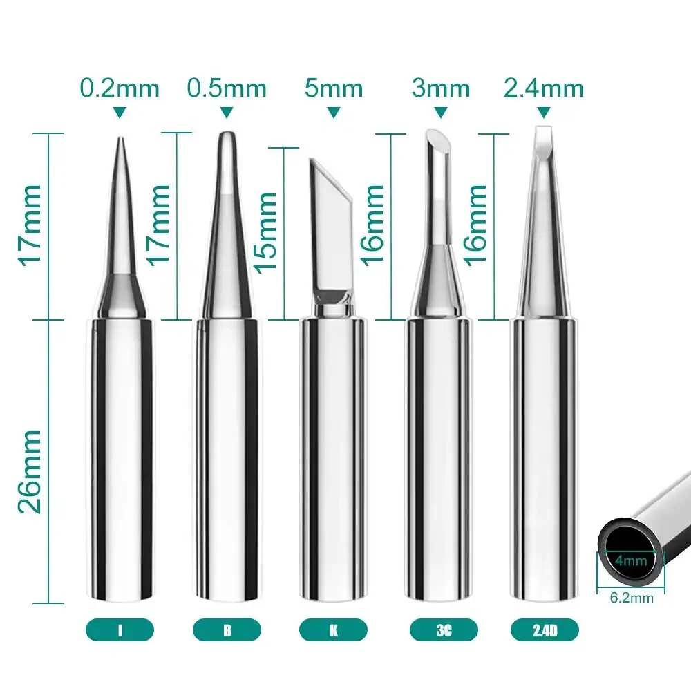 5PCS/lot I/K/B/3C/2.4D Universal 936 937 938 For Soldering Station Solder Iron Welding Tip Head Top Sting BGA Lead-free Tools