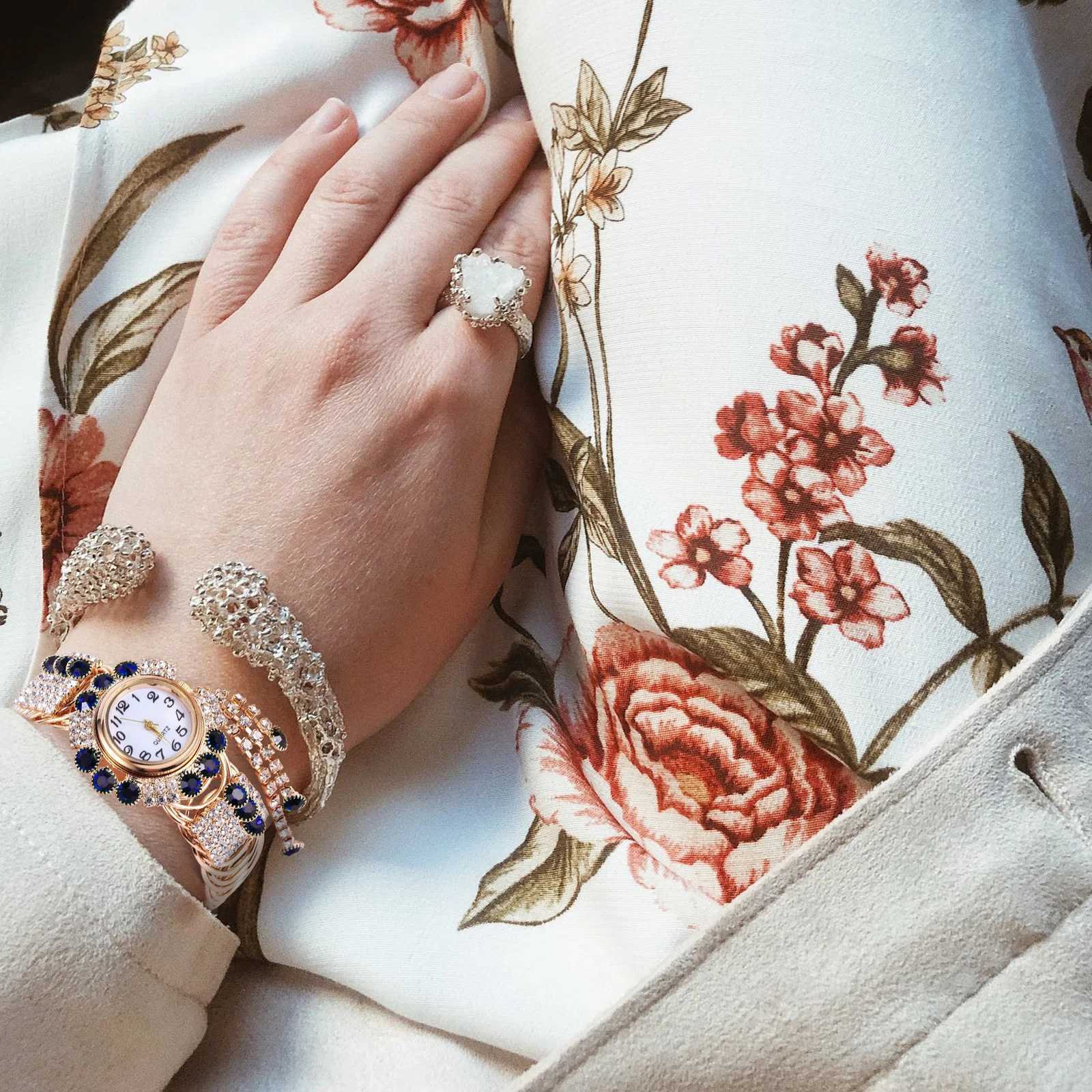 Pulseiras Ouro e Relógio Relógios de Moda para Mulheres Mulher Ajustável