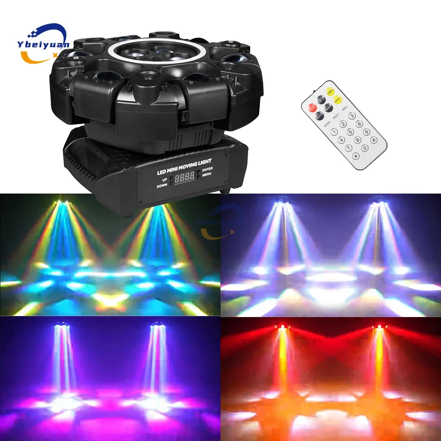 150 واط LED RGBW 4 في 1 تتحرك رئيس شعاع الليزر ستروب تأثير الضوء مع جهاز التحكم عن بعد DMX512 المرحلة DJ ديسكو عيد الميلاد كشاف إضاءة للحفلات