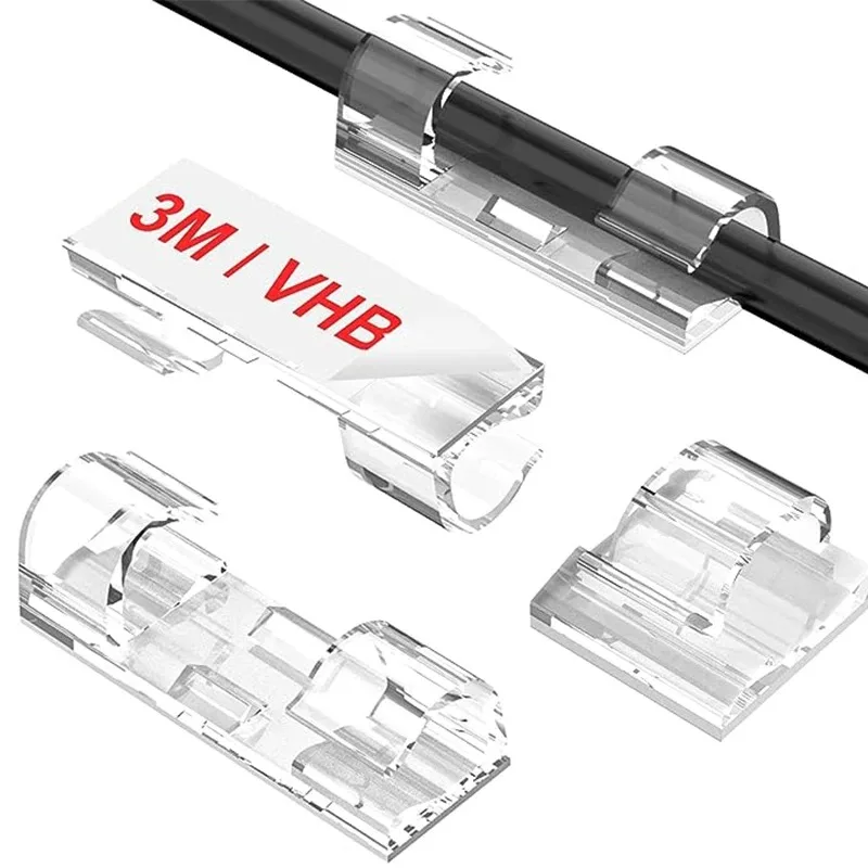 

20/40Pcs Cable Clips with Strong Self-Adhesive Cable Management TV PC Wire Holder Sticky Tidy and Organizer Cord and Wires