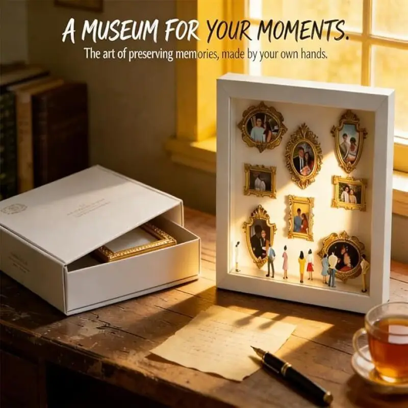 DIY Mini Museum Silhouette Box Exquisite Photo Frame Commemorative Cut Resin Mini Art Photo Frame